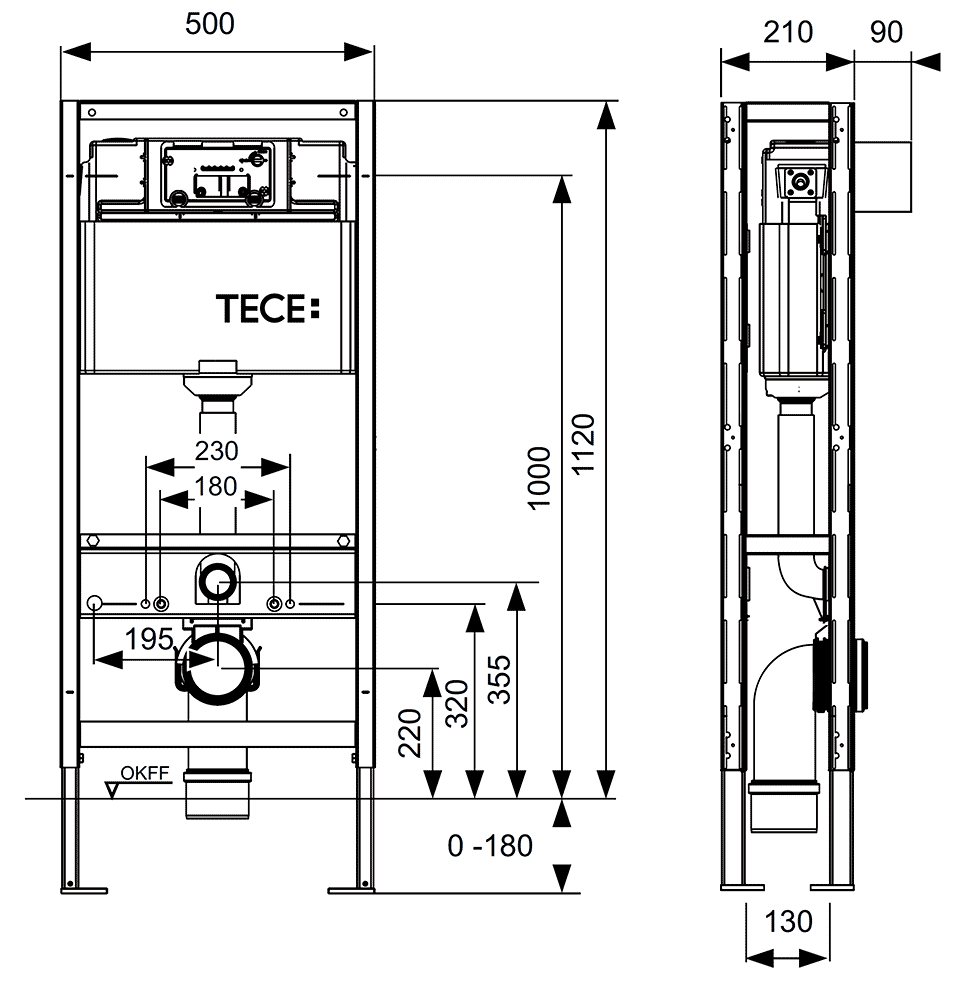 TECEprofil 9300093  Система инсталляции для унитаза для фальш-стены (высота 1120 мм)