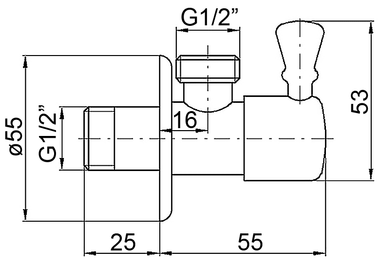 RAV ROH001SM  Угловой вентиль 1/2"x1/2" (бронза)