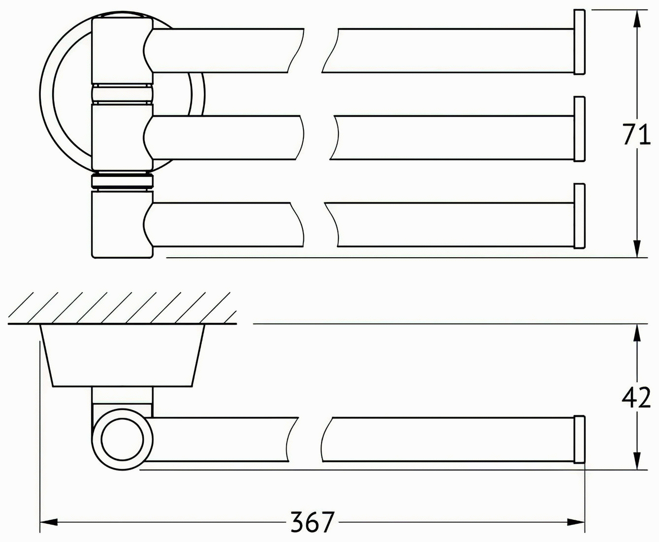 FBS Vizovice VIZ045 Полотенцедержатель 3-ой поворотный 37 см