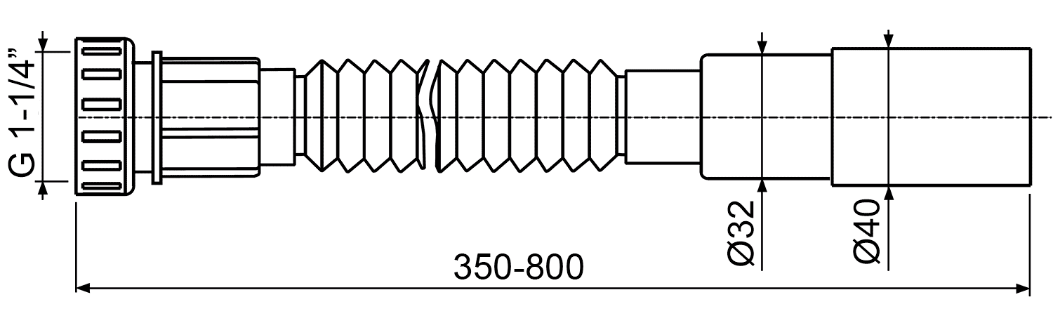 Alcaplast A750 Гофротруба 1-1/4"x32/40 (350-800 мм)