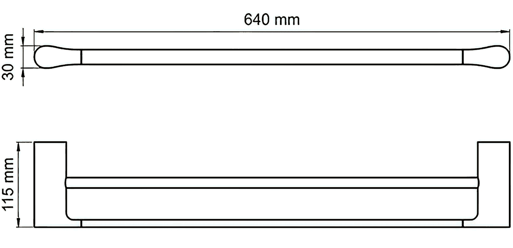 WasserKraft Elbe K-7240 Полотенцедержатель двойной 64 см (чёрный)