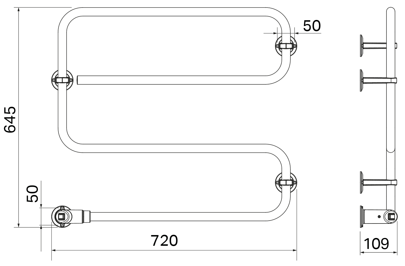 PAX TR85 3504-6 Электрический полотенцесушитель 60 Вт (белый)