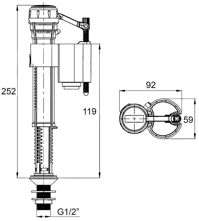 IDDIS F012400-0007 Заливное устройство для унитаза (нижний подвод 1/2")