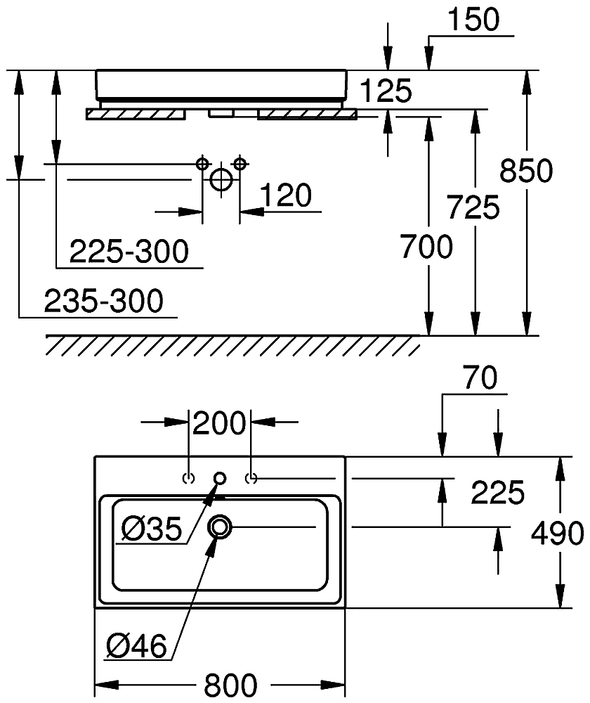 Grohe Cube Ceramic 39476 00H Раковина свободностоящая 800x490