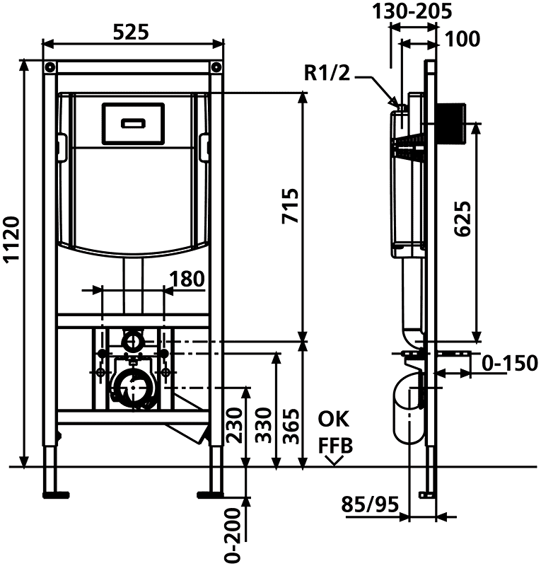 Sanit Ineo Plus 90.721.00..S013  Система инсталляции для унитаза 4 в 1 (1120/525)