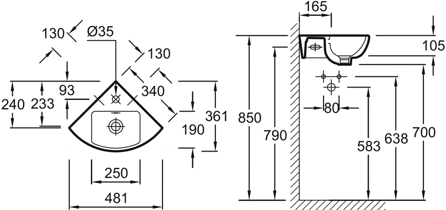 Jacob Delafon Odeon UP E4733-00  Раковина угловая 320x320