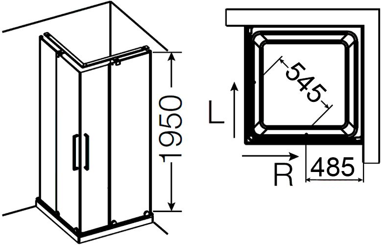 Provex S-LITE 0005 SK 05GL  Душевой уголок 1000x1000x1950 (прозрачное стекло)