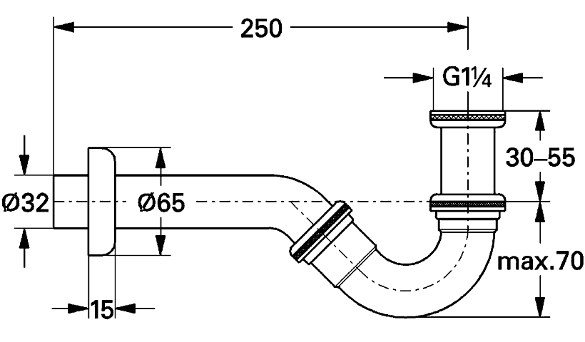 Grohe 28946 000 Сифон 1-1/4" для биде трубный