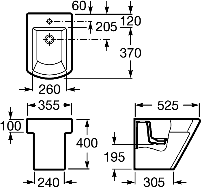 Roca Hall 357624000/806620004  Биде напольное с крышкой