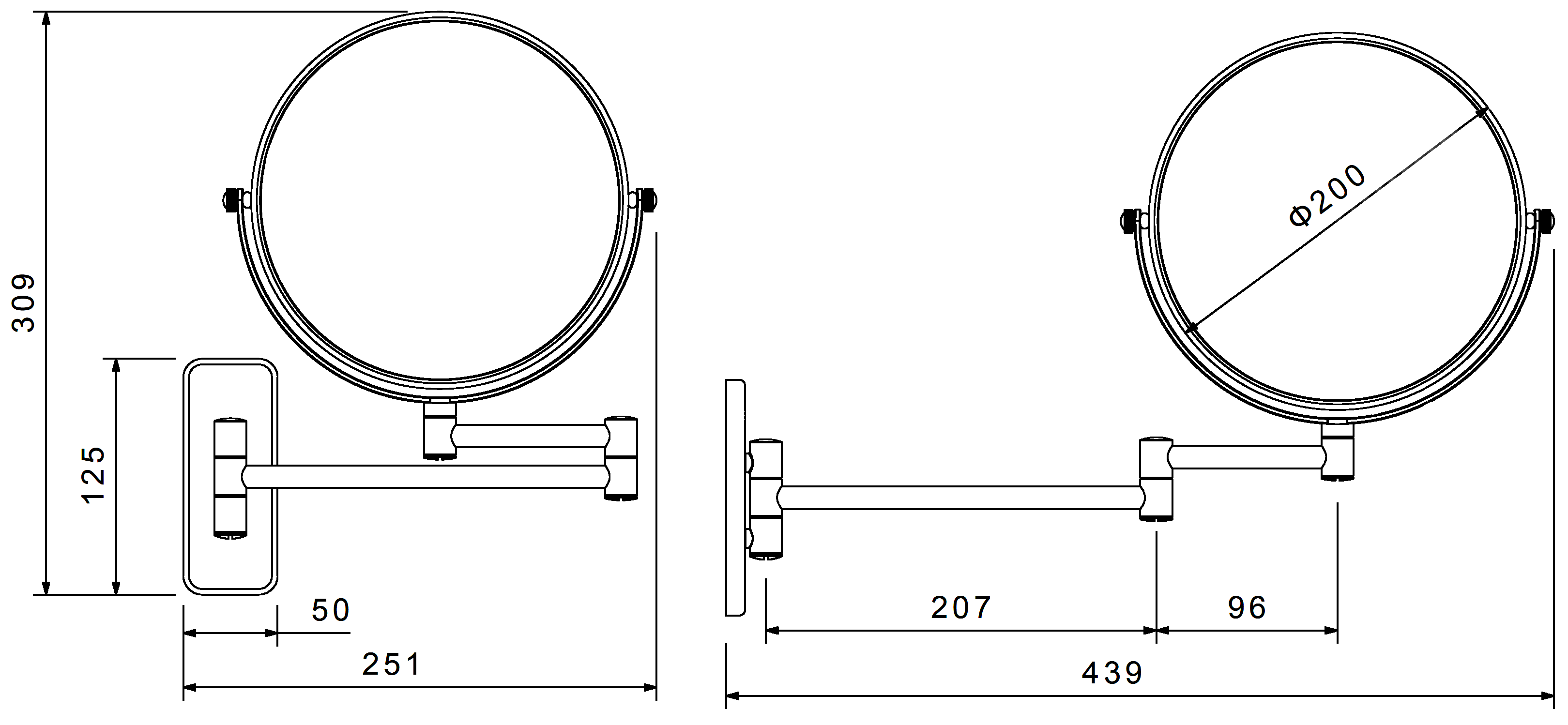 Schein 9341MB Косметическое зеркало 5x настенное (чёрный)