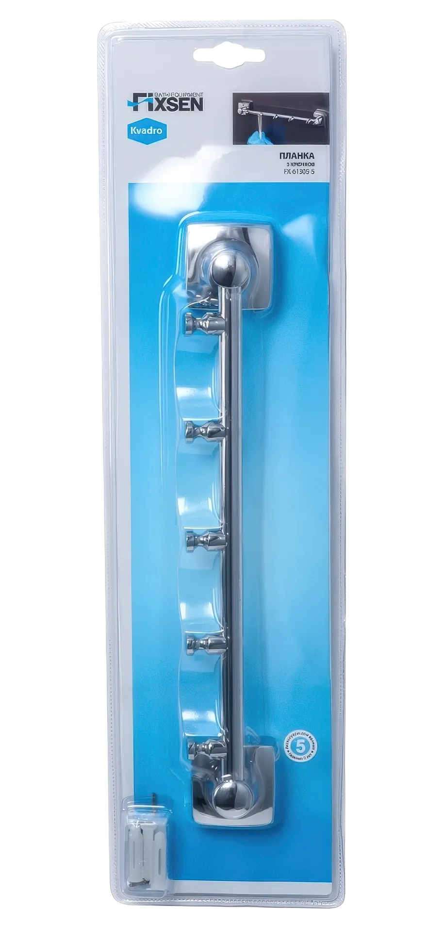 Fixsen Kvadro FX-61305-5 Планка с 5-ю крючками 