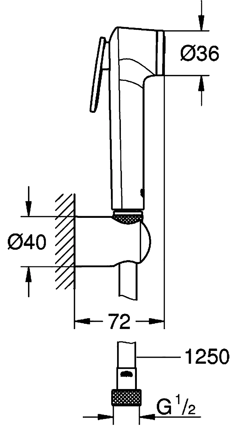 Grohe Tempesta-F 27812 IL1 Гигиенический душ со шлангом и держателем (белый)