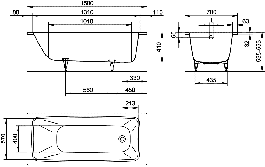 Kaldewei Cayono Mod. 747  Ванна стальная 1500х700х410