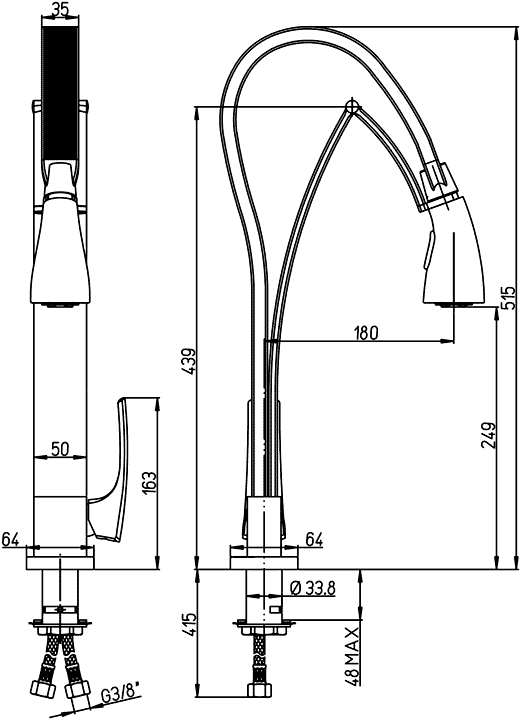 Paini Hybrid HKCR557TK Смеситель кухонный (хром)