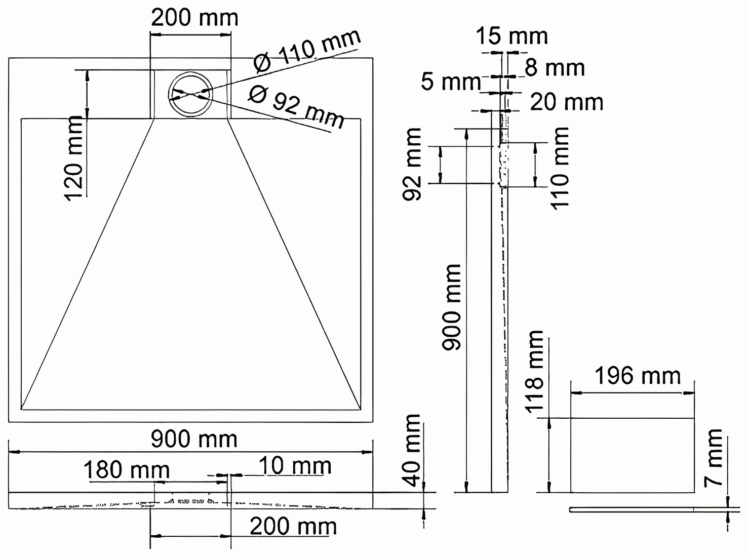 WasserKraft Alme 15T03 Душевой поддон 900x900