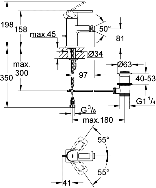 Grohe Quadra 32636 000  Смеситель для биде