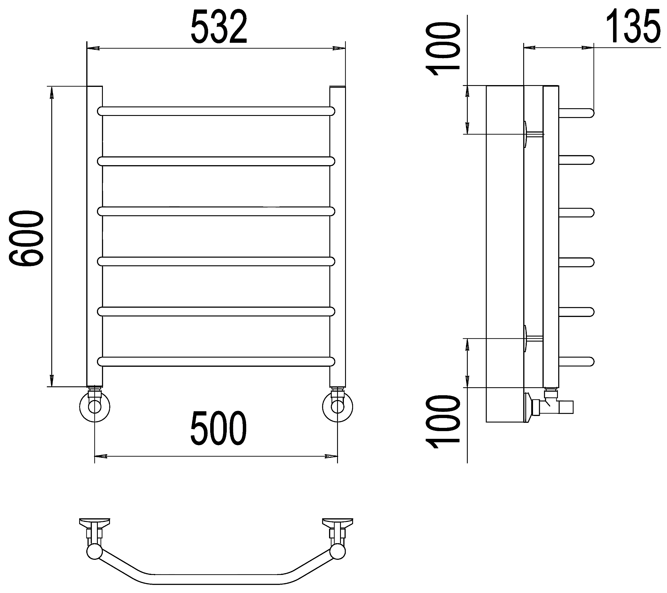 Terminus Виктория П6 Полотенцесушитель водяной 500x600