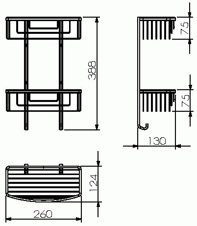 Langberger 253-70262  Полочка-решётка двухъярусная с крючками