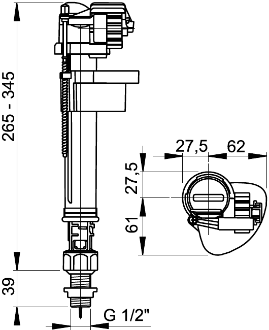 Alcaplast A18 1/2" Наборное устройство для унитаза (нижний подвод, латунь)