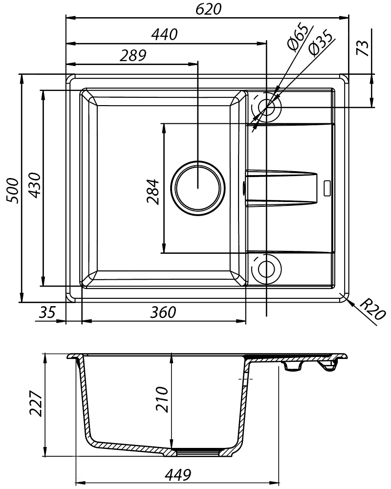 IDDIS Vane G V09S621i87 Кухонная мойка 620x500 Granucryl (Сафари)