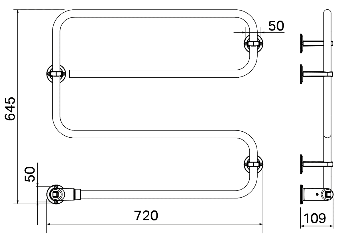 PAX TR85 3504-4 Электрический полотенцесушитель 60 Вт (хром)