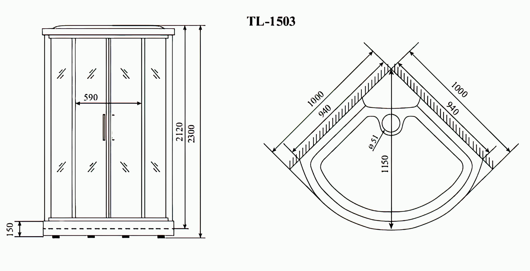 Timo Lux TL-1503 Душевая кабина 102x102x230