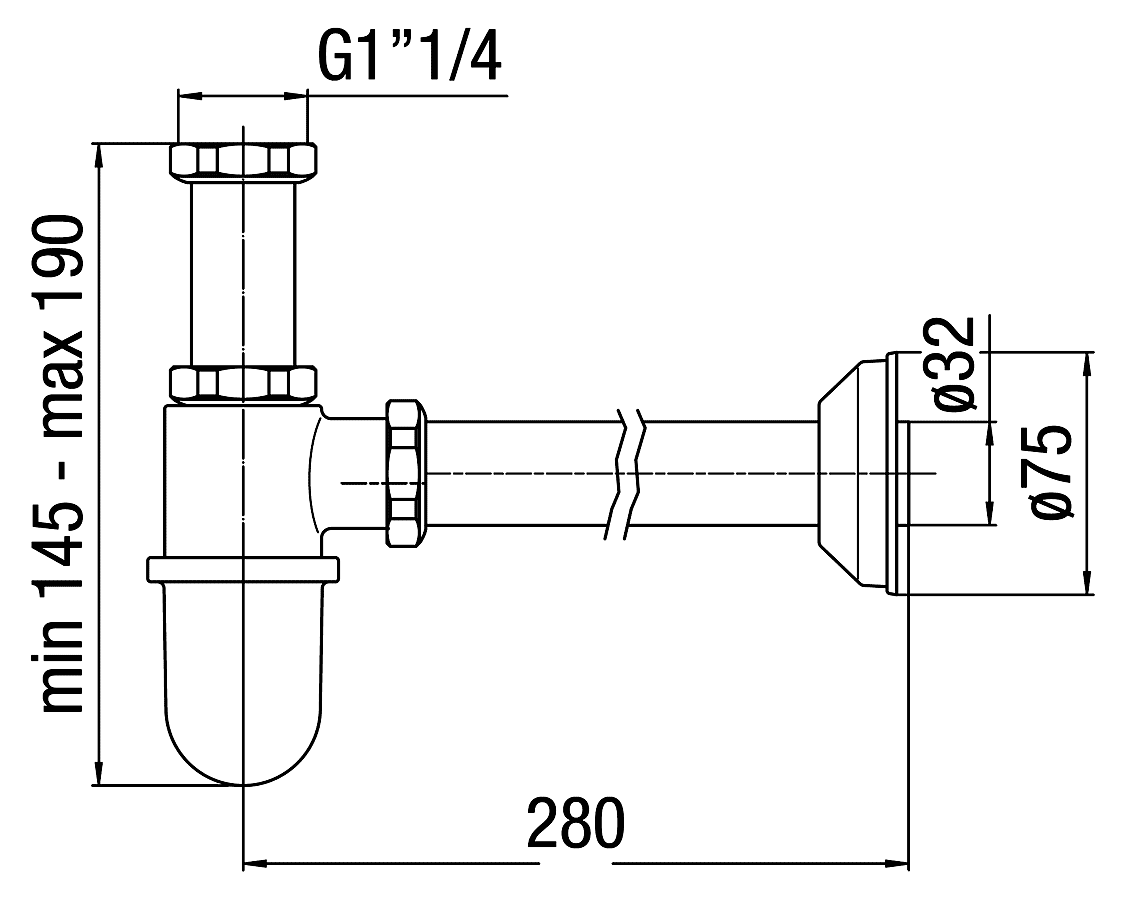 Nobili AV00103/2CR  Сифон 1-1/4" х 32 мм для раковины (хром)