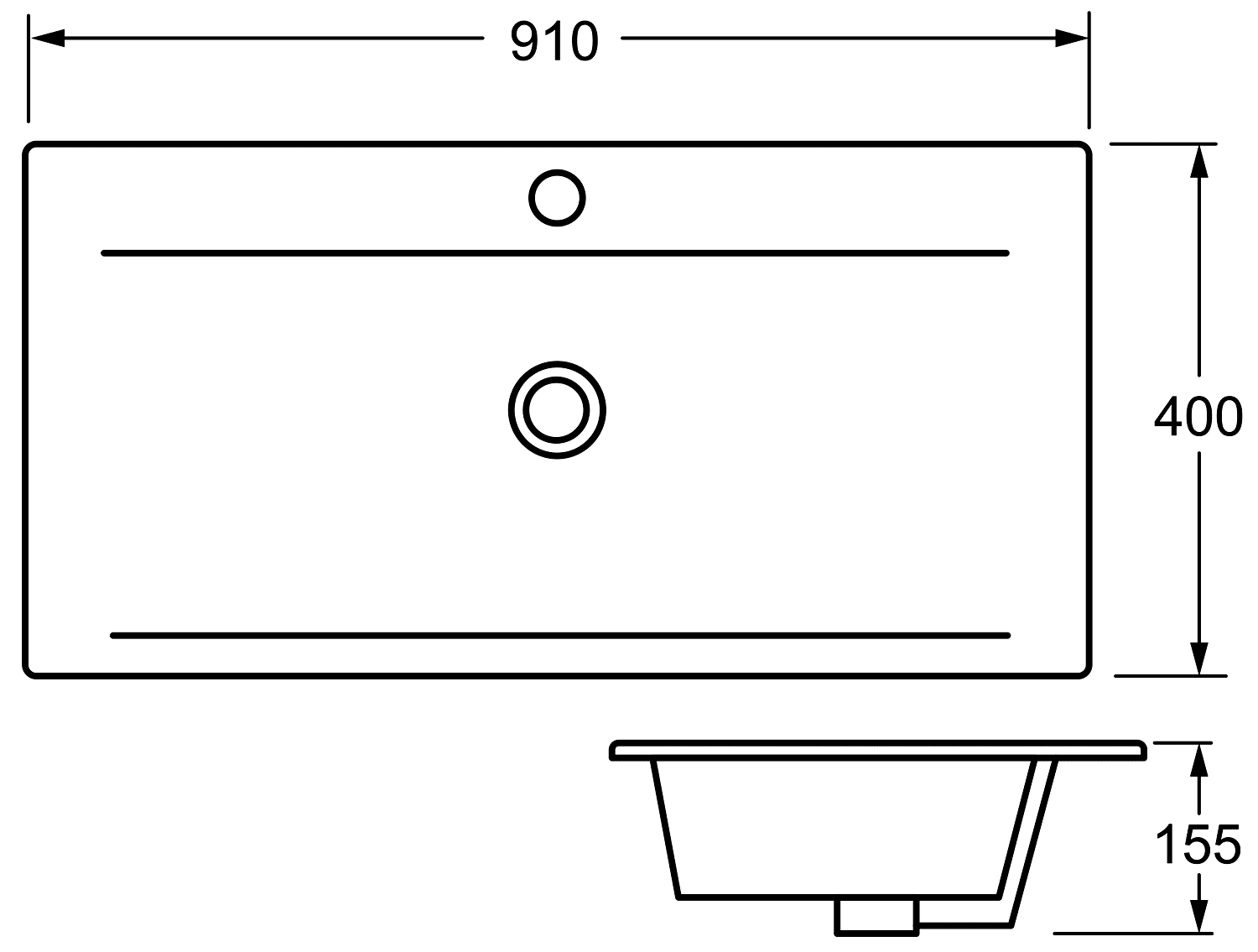 CeramaLux 9393-90 Встраиваемая/мебельная раковина 910x400