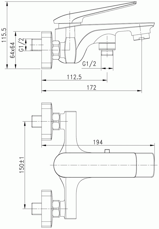 Lemark Allegro LM5914CW Смеситель для ванны (белый/хром)