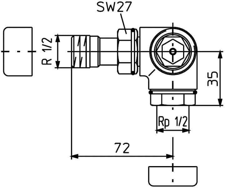 Oventrop E 1163453  Вентиль для термостатов 1/2" ВН/ВР