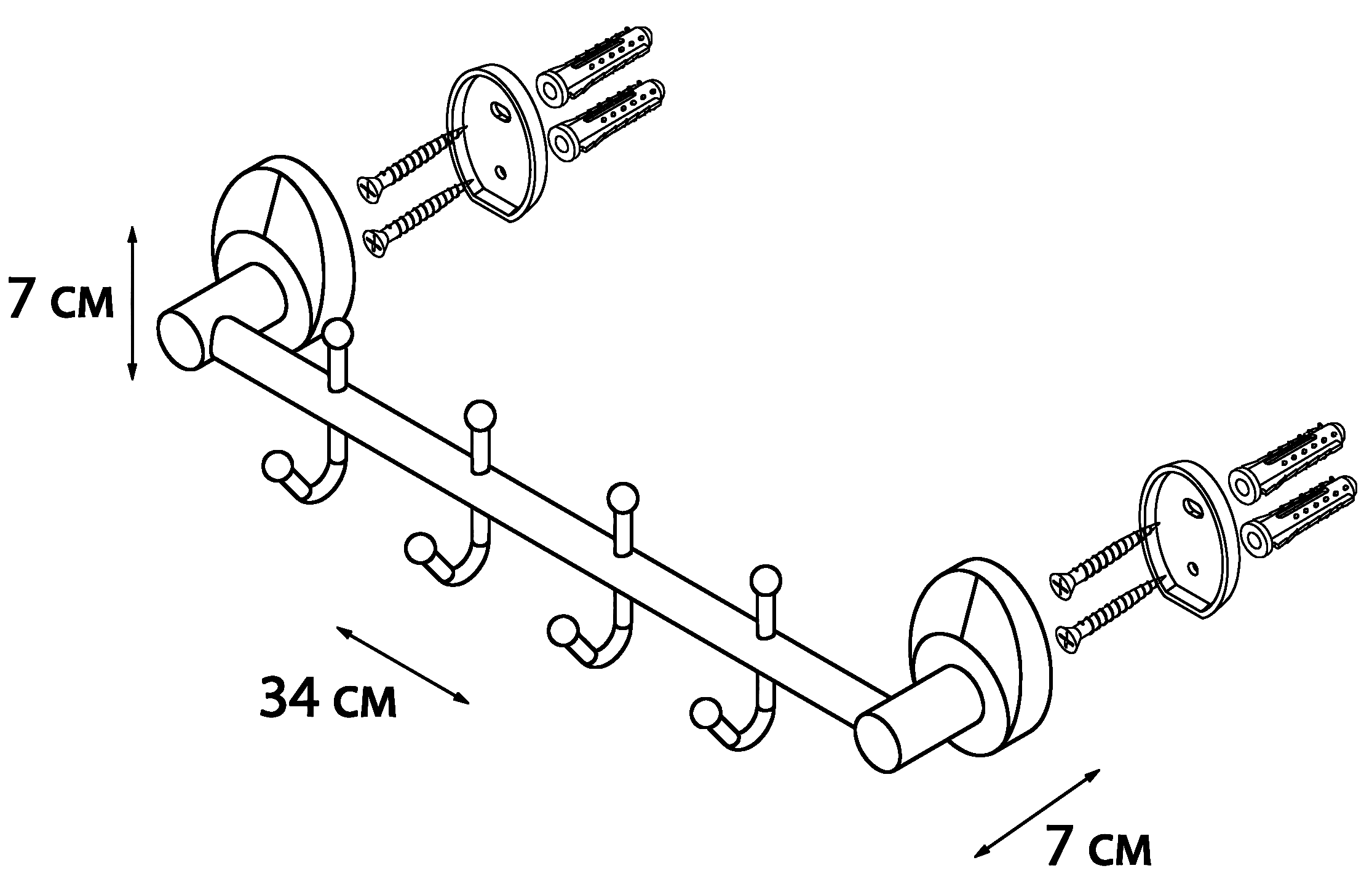 Fixsen Europa FX-21805-4 Планка с 4-мя крючками