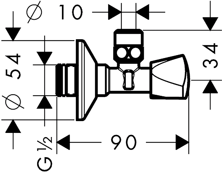 Hansgrohe Angle Valve E 13902 000 Угловой переходник 10х1/2"