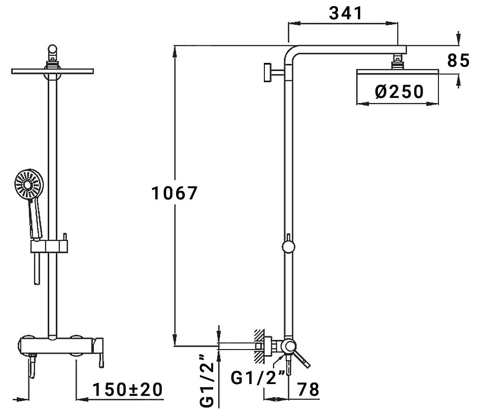 Teka Alaior XL 22.298.02.00 Душевая система со смесителем (верхний душ Ø250 мм)