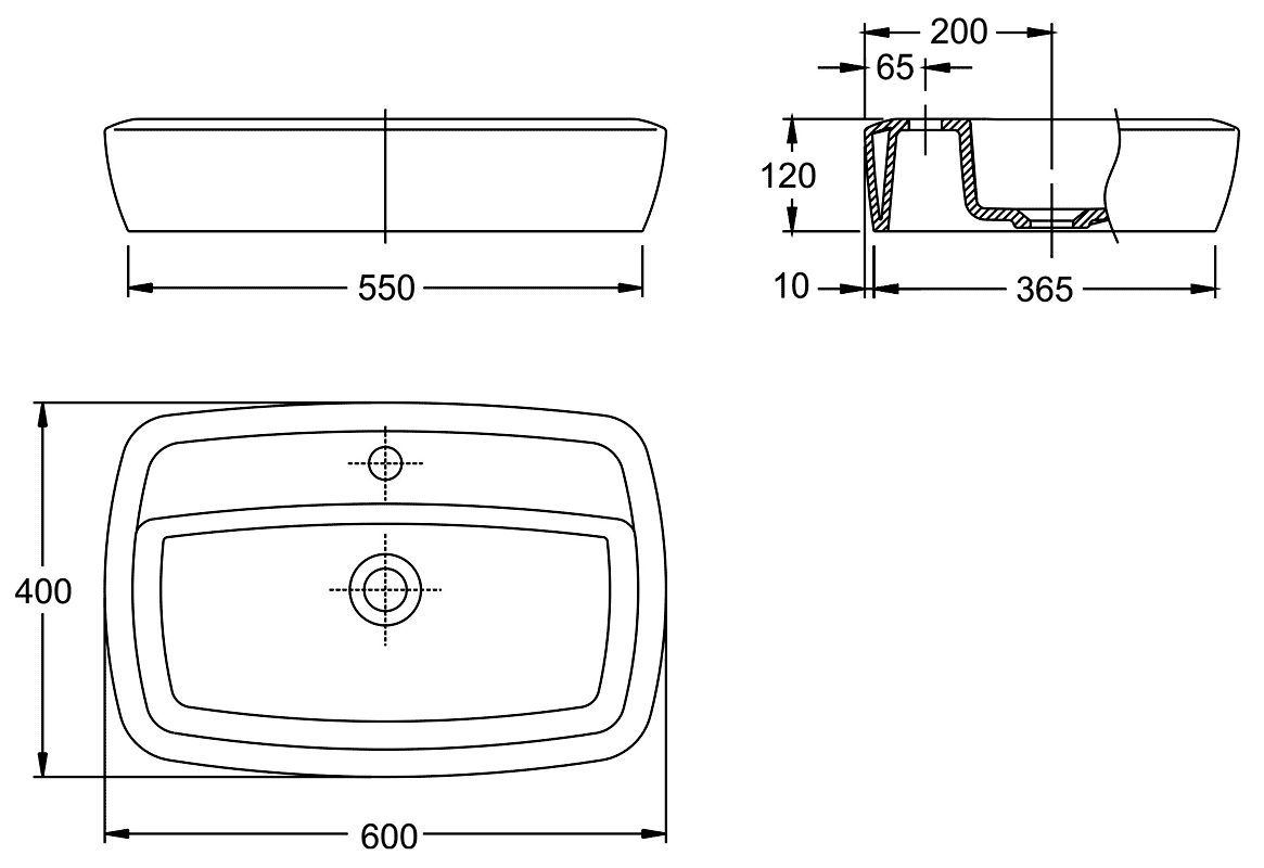 Gala EOS 34025  Раковина свободностоящая 600x400