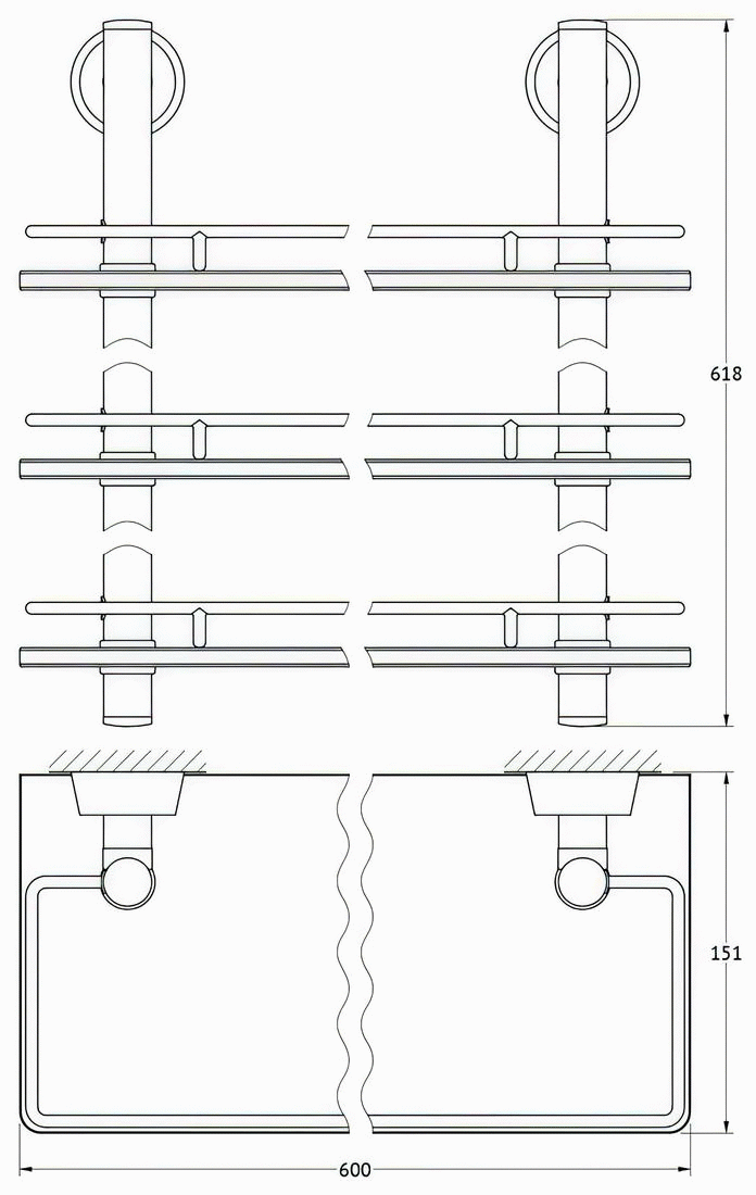 FBS Vizovice VIZ070 Полка 60 см 3-х ярусная