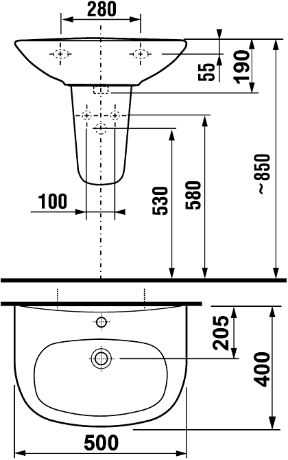 Jika Zeta 1039.0/1939.1 Раковина 500х400 с полупьедесталом