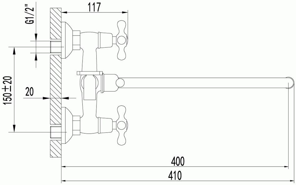 Lemark Standard LM2151C Смеситель для ванны с длинным изливом