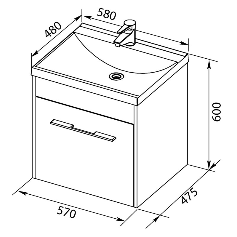 Aquanet Августа 58 00225437 Тумба с раковиной 58 см (белый)