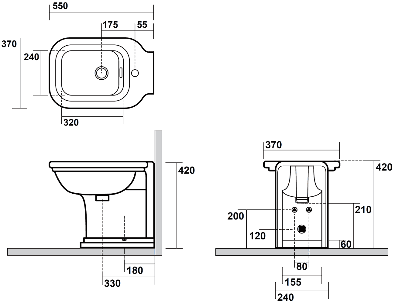 Kerasan Waldorf 4121K1 Биде напольное 550x370