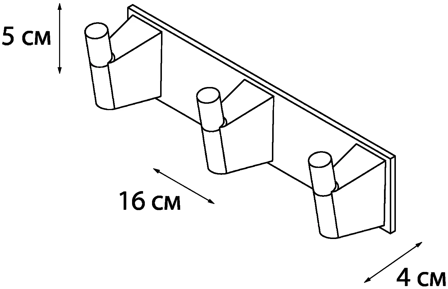 Fixsen Trend FX-97805-3 Планка 3 крючка (чёрный)