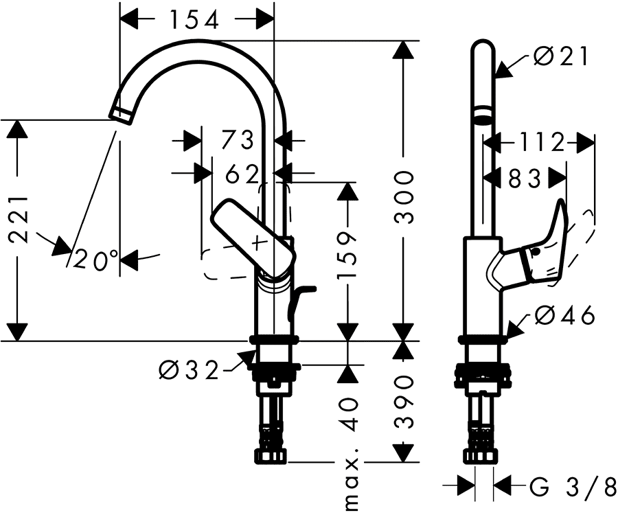 Hansgrohe Logis 71130000 Смеситель для раковины с донным клапаном (ComfortZone 210)