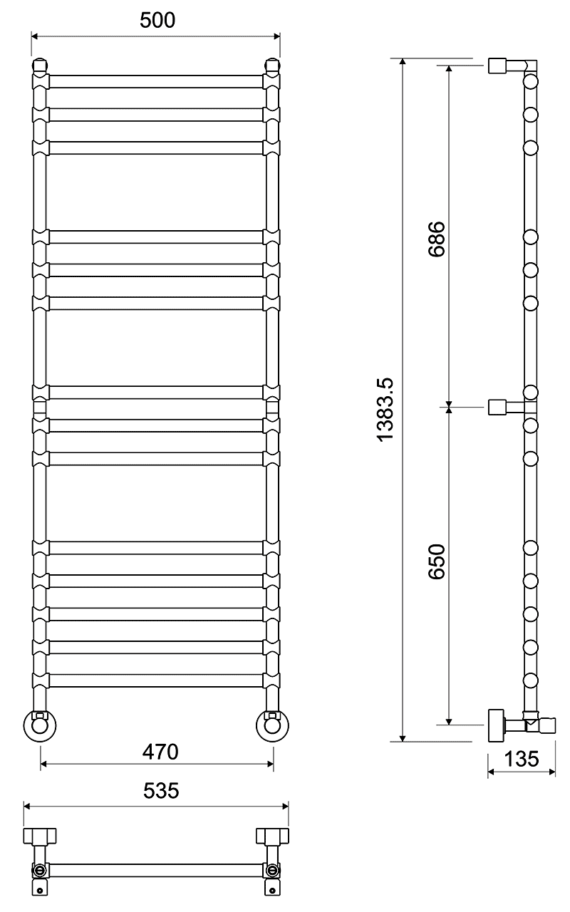 Margaroli Sole 464/14 CR  Водяной полотенцесушитель (хром)