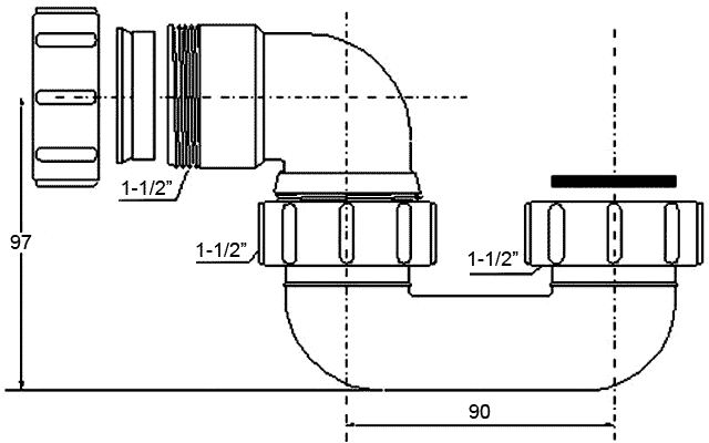 MRB7-A  Сифон 1-1/2"x40 для ванны плоский, McAlpine