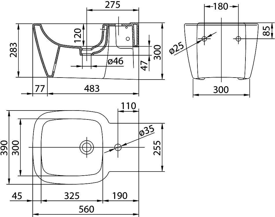 Gala Universal 11362/51590  Биде подвесное с крышкой