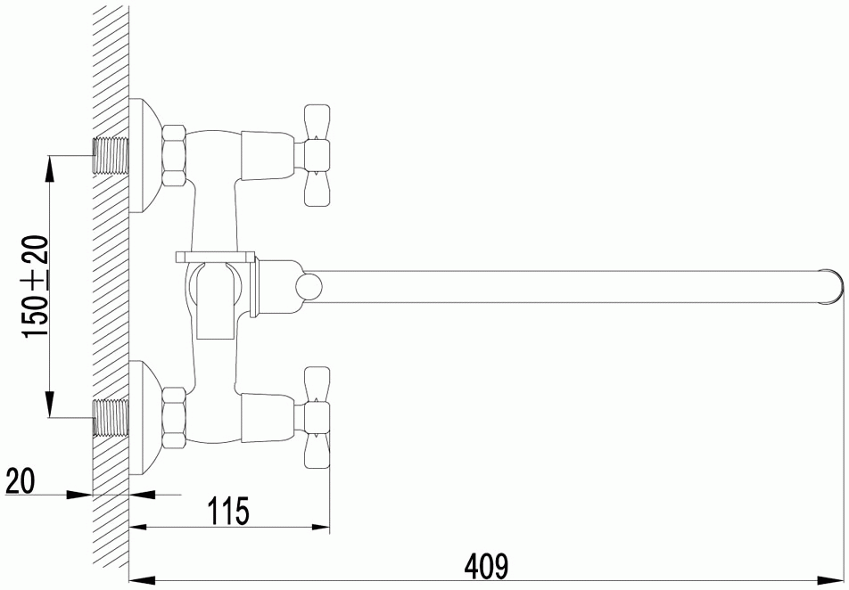 Lemark Benefit LM2551C Смеситель для ванны с длинным изливом