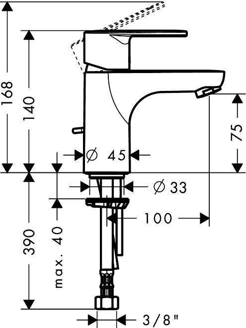 Hansgrohe Talis E2 31612 000 Смеситель для раковины с донным клапаном