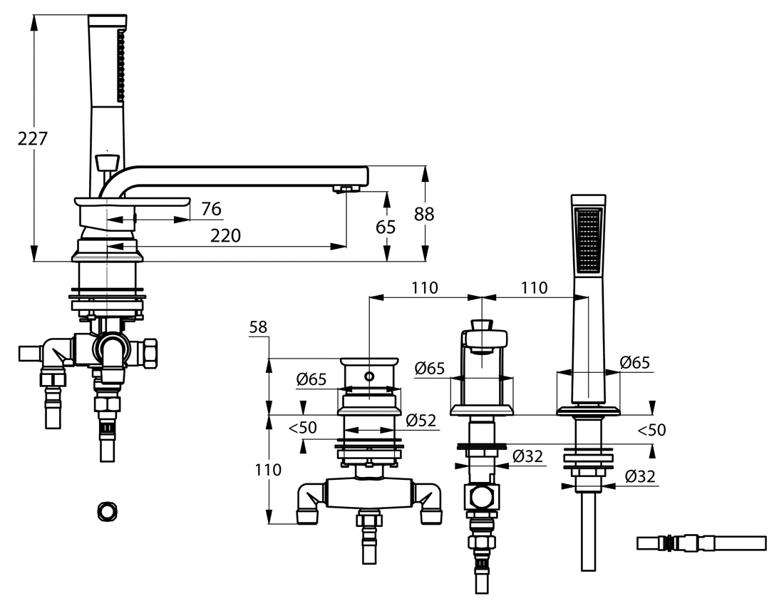 Kludi E2 49447 0575 Смеситель на бортик ванны (на 3 отверстия)