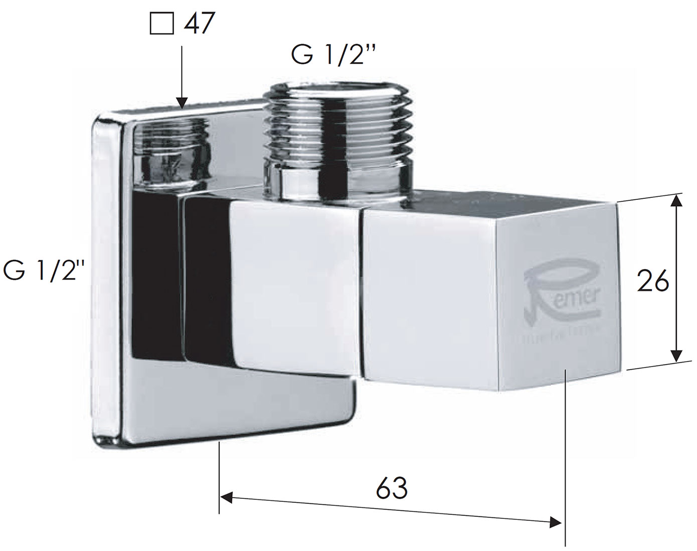 Remer 128S1212 Вентиль угловой 1/2"x1/2"