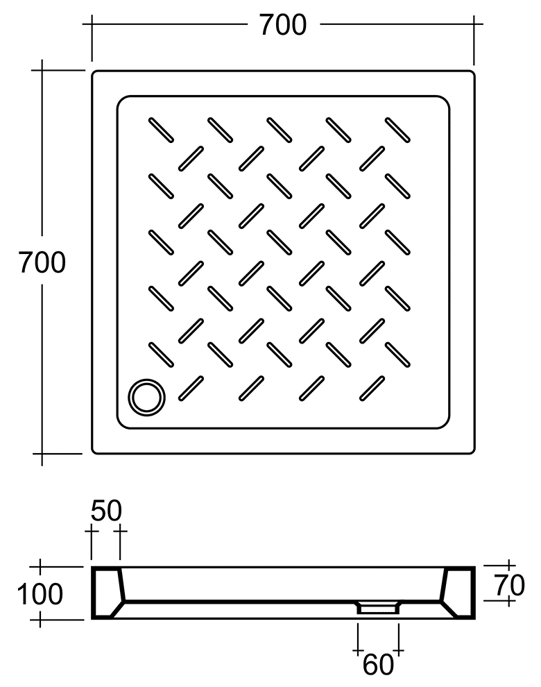 RGW CR-077  Душевой поддон 700x700x95 керамический