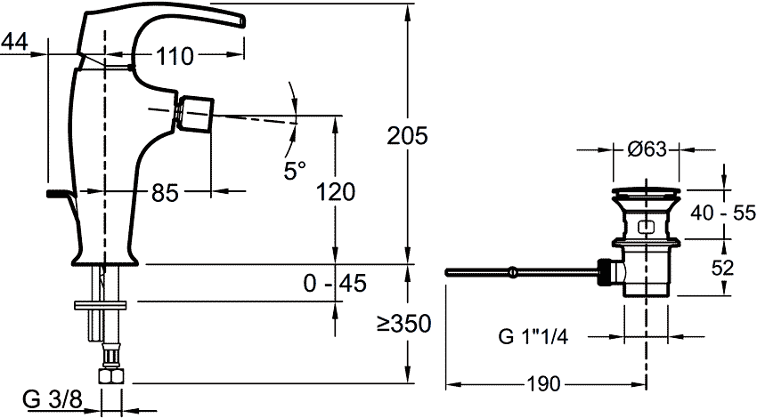 Jacob Delafon Symbol E73680-CP  Смеситель для биде